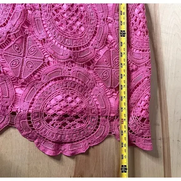Superdown Pink Vita Open Back Mini Dress Size Small Lace Crochet Cocktail Event - Picture 12 of 12